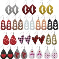 Earring Jewelry, PU Leather, with Tibetan Style, different styles for choice & for woman, more colors for choice, 10Pairs/Lot, Sold By Lot
