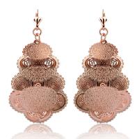 Brass Leverback Earring, rose gold color plated, for woman, nickel, lead & cadmium free, 31x71mm, Sold By Pair