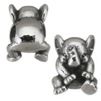 Stainless Steel Large Hole Beads, 316 Stainless Steel, Elephant, silver color plated, blacken, 9x12.50x8mm, Hole:Approx 4.5mm, 5PCs/Bag, Sold By Bag