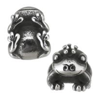 Stainless Steel European Beads, 316 Stainless Steel, Frog, blacken, 9.50x10x12mm, Hole:Approx 4.5mm, 5PCs/Bag, Sold By Bag