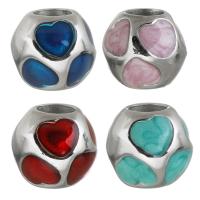 Stainless Steel European Beads, 316 Stainless Steel, silver color plated, enamel, more colors for choice, 10.50x9x10.50mm, Hole:Approx 4.5mm, 5PCs/Bag, Sold By Bag