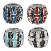 Stainless Steel European Beads, 316 Stainless Steel, silver color plated, enamel & blacken, more colors for choice, 10x9x10mm, Hole:Approx 4.5mm, 5PCs/Bag, Sold By Bag