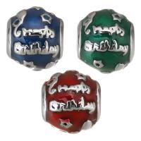 Edelstahl European Perlen, 316 Edelstahl, silberfarben plattiert, Emaille, keine, 9.50x10.50x10.50mm, Bohrung:ca. 4mm, 5PCs/Tasche, verkauft von Tasche