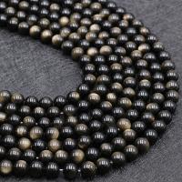 Gemstone Jewelry Beads, Gold Obsidian, Round, polished, different grades for choice & different size for choice, more colors for choice, Sold Per Approx 15.4 Inch Strand