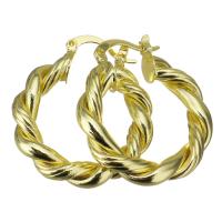 Brass Hoop Earring, Donut, gold color plated, for woman, 5x32mm, 5Pairs/Lot, Sold By Lot