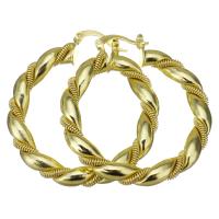Brass Hoop Earring, Donut, gold color plated, for woman, 5.5x44mm, 5Pairs/Lot, Sold By Lot