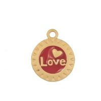 Brass Jewelry Pendants gold color plated DIY & for woman & enamel nickel lead & cadmium free 13mm Sold By Bag