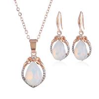 Zinc Alloy Jewelry Sets earring & necklace with Sea Opal plated fashion jewelry & for woman nickel lead & cadmium free Sold By Set