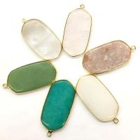 Agate Jewelry Pendants, Natural Stone, with Tibetan Style, gold color plated, Unisex, Random Color, 23x46mm, Sold By PC
