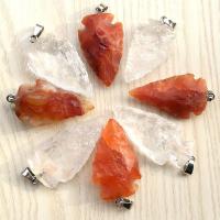 Gemstone Pendants Jewelry, Natural Stone, different materials for choice & Unisex, more colors for choice, 12x22x38mm, Sold By PC