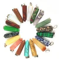 Gemstone Pendants Jewelry, Natural Stone, different materials for choice & Unisex, more colors for choice, 10x32mm, Sold By PC