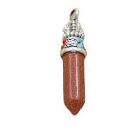 Natural Goldstone Pendants with Zinc Alloy antique silver color plated Unisex Sold By PC