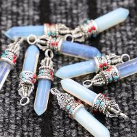 Gemstone Pendants Jewelry, Sea Opal, antique silver color plated, Unisex, 10x50mm, Sold By PC