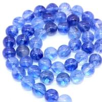 Natürlicher Quarz Perlen Schmuck, Blauer Quarz, poliert, DIY & verschiedene Größen vorhanden, blau, frei von Nickel, Blei & Kadmium, verkauft von Strang