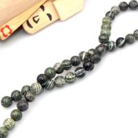 Zebra Jaspis Perle, rund, poliert, DIY & verschiedene Größen vorhanden, grün, verkauft von Strang