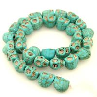 Turquoise Beads Natural Turquoise Skull polished DIY dark green Sold By Strand