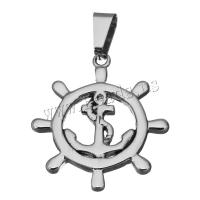 Stainless Steel Pendants, Anchor and Ship Wheel, fashion jewelry, 34x38.5x2.5mm, Hole:Approx 5.5x10mm, Sold By PC