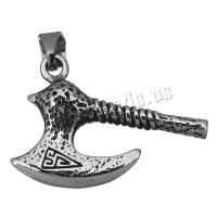Stainless Steel Pendants, Axe, fashion jewelry & blacken, 44.5x34.5x10.5mm, Hole:Approx 8x9.5mm, Sold By PC