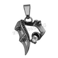 Stainless Steel Pendants, fashion jewelry & with rhinestone & blacken, 21x29x4.5mm, Hole:Approx 4.5x8mm, Sold By PC