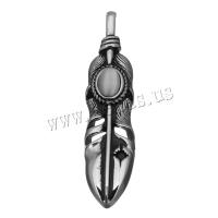Stainless Steel Pendants, fashion jewelry & blacken, 11.5x49.5x7mm, Hole:Approx 3x6mm, Sold By PC