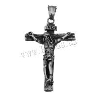 Roestvrij staal Cross Hangers, Crucifix Cross, mode sieraden & zwart maken, 32x51x9mm, Gat:Ca 5.5x8mm, Verkocht door PC