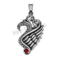 Stainless Steel Pendants, fashion jewelry & with rhinestone & blacken, 29.5x55x5.5mm, Hole:Approx 5.5x8mm, Sold By PC