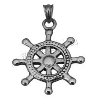 Stainless Steel Pendants, Ship Wheel, fashion jewelry & hollow & blacken, 30x36x2mm, Hole:Approx 5.5x5mm, Sold By PC