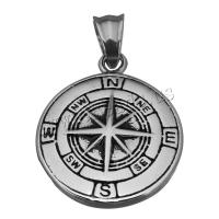 Stainless Steel Pendants Flat Round fashion jewelry & blacken Approx Sold By PC