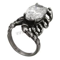 Палец кольцо из нержавеющей стали, Нержавеющая сталь 316, Скорпион, разный размер для выбора & инкрустированное микро кубического циркония & чернеют, 28x7mm, 5ПК/Лот, продается Лот
