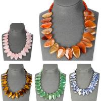 Collar de piedras preciosas joyas, Gota, diferentes materiales para la opción & para mujer, 30x22x5mm, Vendido para aproximado 19.65 Inch Sarta