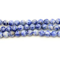 Бусины из камня с синим пятном, голубой с белыми пятнышками, Круглая, полированный, DIY & разный размер для выбора, голубой, продается Strand
