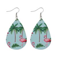 Zinc Alloy Drop Earrings with PU Leather fashion jewelry Sold By Pair