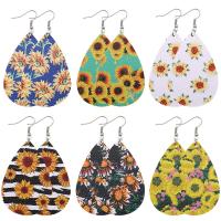 Zinc Alloy Drop Earrings with PU Leather fashion jewelry Sold By Pair
