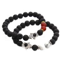 Gemstone Bracelets, Tibetan Style, with Natural Stone, fashion jewelry & Unisex, more colors for choice, 8mmuff0c 19cm, Sold By PC