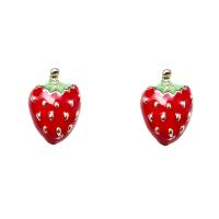 Tibetan Style Stud Earring, with enamel, fashion jewelry & Unisex, red, Sold By Pair