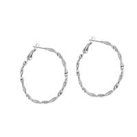 Stainless Steel Hoop Earring 304 Stainless Steel Donut silver color plated for woman Sold By Pair