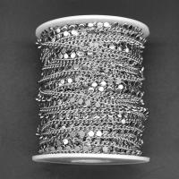 Nehrđajući čelik nakit lanac, 304 nehrđajućeg čelika, s plastična kalem, srebrne boje pozlaćen, možete DIY & twist ovalni lanac, 6x1mm, Približno 20m/spool, Prodano By spool