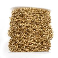 Stainless Steel Oval Chain 304 Stainless Steel with plastic spool gold color plated DIY Approx Sold By Spool