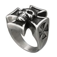 Stainless Steel Finger Ring, 316L Stainless Steel, Skull Cross, different size for choice & blacken, 22x8mm, 5PCs/Lot, Sold By Lot