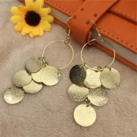 Tibetan Style Drop Earrings, Round, plated, fashion jewelry, more colors for choice, 9cm*3.5cm, Sold By Pair