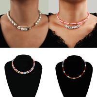 Plastic Pearl Necklace Zinc Alloy with Seedbead & Plastic Pearl plated & for woman nickel lead & cadmium free Sold By Strand