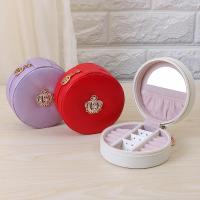 Multifunctional Jewelry Box, PU Leather, Round, plated, portable & durable & hardwearing & dustproof, more colors for choice, 110x53mm, Sold By PC