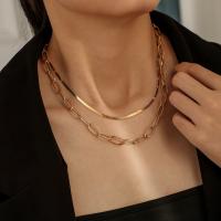 Multi Layer Necklace Zinc Alloy Double Layer & fashion jewelry golden Sold By Strand