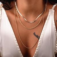 Multi слой ожерелье, цинковый сплав, три части & ювелирные изделия моды, Золотой, продается Strand