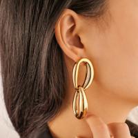 Boucles d'oreilles en alliage de zinc, Placage, bijoux de mode & pour femme, doré, protéger l'environnement, sans nickel, plomb et cadmium, 65x26mm, Vendu par paire