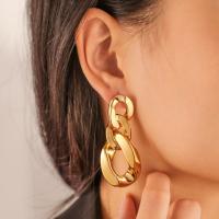 Boucles d'oreilles en alliage de zinc, Placage, bijoux de mode & pour femme, doré, protéger l'environnement, sans nickel, plomb et cadmium, 60x26mm, Vendu par paire