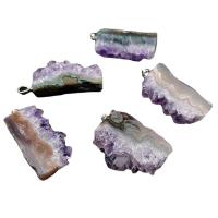 Bijoux Pendentifs en pierres gemmes, améthyste, Irrégulière, DIY, violet, 26-35mm, 2PC/sac, Vendu par sac