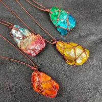 Quartz Gemstone Pendants, with Wax Cord, irregular, plated, DIY & different materials for choice, more colors for choice, 20-40mm, Sold By PC
