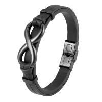 316L Stainless Steel Bracelet, with Leather, plated, different size for choice & for man, more colors for choice, Sold By PC