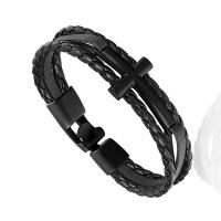 alliage de zinc bracelet, avec Cuir, Placage, normes différentes pour le choix & pavé de micro zircon & pour homme, plus de couleurs à choisir, Vendu par PC